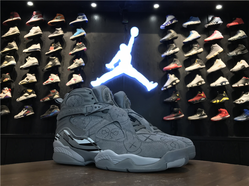 KAWS x Air Jordan 8 Cool Grey Shoes - Click Image to Close